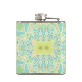 レトロガーデン花模様の緑と黄色 フラスク (裏面)