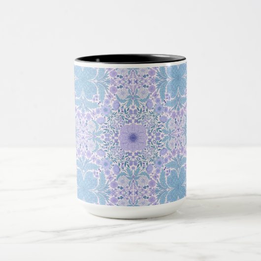 レトロガーデン花模様の青と紫 マグカップ (中央)