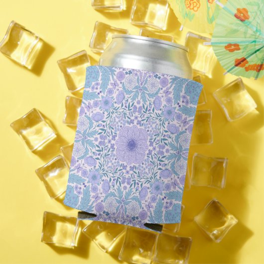 レトロガーデン花模様の青と紫 缶クーラー (インサイチュ 夏)