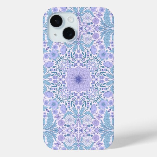 レトロガーデン花模様の青と紫 Case-Mate iPhoneケース (裏面)