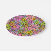 レトロガーデン花60s花カラフル柄 ペーパープレート (アングル)