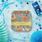 レトロガーデン花60s 70sボホフローラルパターン ペーパープレート (パーティー)