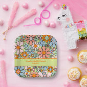 レトロガーデン花60s 70sボホフローラルパターン ペーパープレート (パーティー)