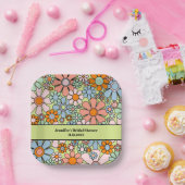 レトロガーデン花60s 70sボホフローラルパターン ペーパープレート (パーティー)