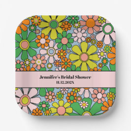 レトロガーデン花60s 70sボホフローラルパターン ペーパープレート