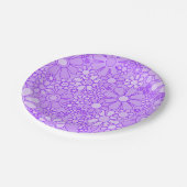 レトロガーデン花60s 70s花柄パープル ペーパープレート (アングル)