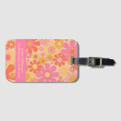 レトロガーデン花60s 70s花柄ピンク ラゲッジタグ (正面横)