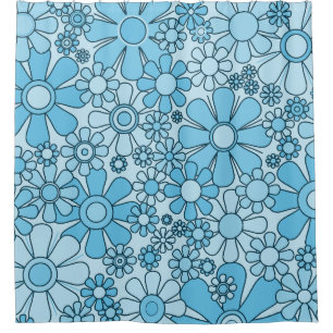 レトロガーデン花60s 70s花柄 シャワーカーテン