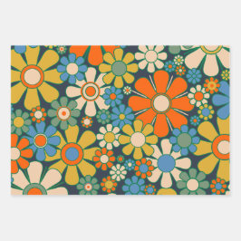 レトロガーデン花60s 70s花柄 ラッピングペーパーシート