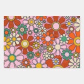 レトロガーデン花Groovy 60s孵化フローラ ラッピングペーパーシート (正面3)