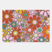 レトロガーデン花Groovy 60s孵化フローラ ラッピングペーパーシート (正面)