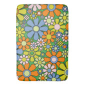 レトロガーデン花Groovy 60s 70s カラフル バスマット (正面縦)