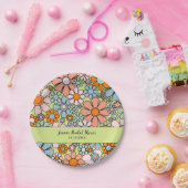 レトロガーデン花Groovy 60s 70s パーソナライズされた ペーパープレート (パーティー)