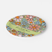 レトロガーデン花Groovy 60s 70s パーソナライズされた ペーパープレート (アングル)