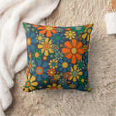 レトロガーデンGroovyフローラ60s 70sパターン クッション (ブランケット)