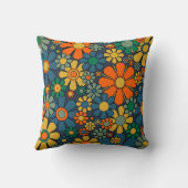 レトロガーデンGroovyフローラ60s 70sパターン クッション (裏面)