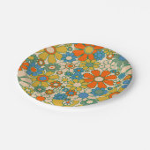 レトロガーデンGroovyフローラ60s 70sパターン ペーパープレート (アングル)