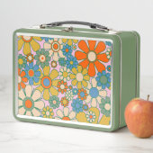 レトロガーデンGroovyフローラ60s 70sパターン メタルランチボックス (インサイチュ)