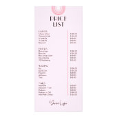 レトロガーリーアーチピンクトレンディー美しいPMU価格表 ラックカード (裏面)