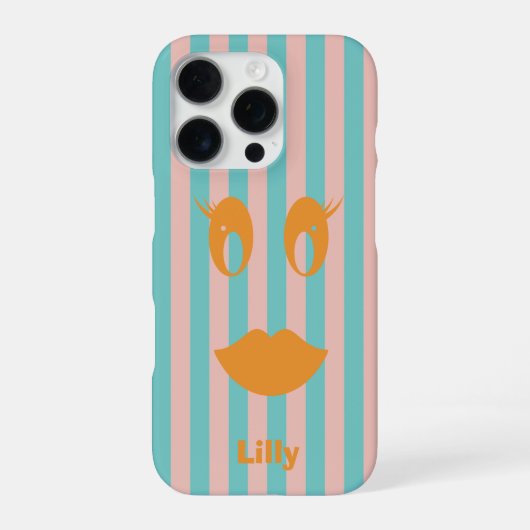 レトロガーリースマイルフェイス iPhoneケース (裏面)