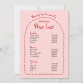 レトロガーリーピンク&レッドハンドドローぼう価格表 (正面)