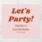 レトロガーリーレッツピンク21歳のパーティー スパークリングワインラベル (シングルラベル)