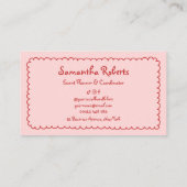 レトロガーリーレッドピンク手描きボお洒落ホ 名刺 (裏面)