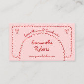 レトロガーリーレッドピンク手描きボお洒落ホ 名刺 (正面)