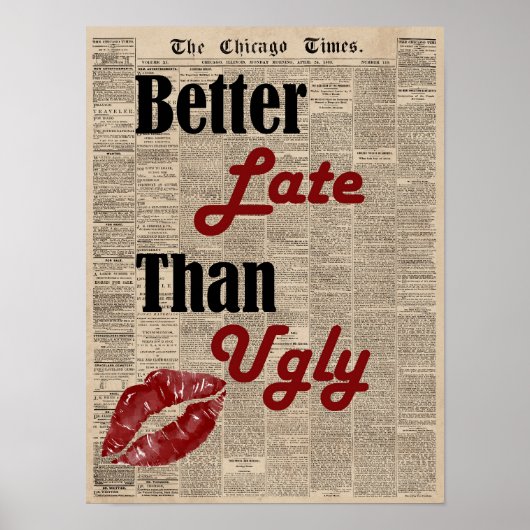 レトロガーリー引用文新聞トレンディーウォールアートポスター ポスター (正面)