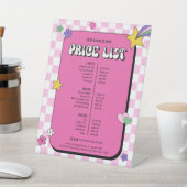 レトロガーリーGroovyピンクのメイクアップの目玉価格表 台座サイン (インサイチュ)