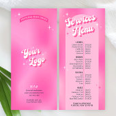 レトロガーリーGroovyピンクサロン爪、 ネイルスパ価格表 ラックカード