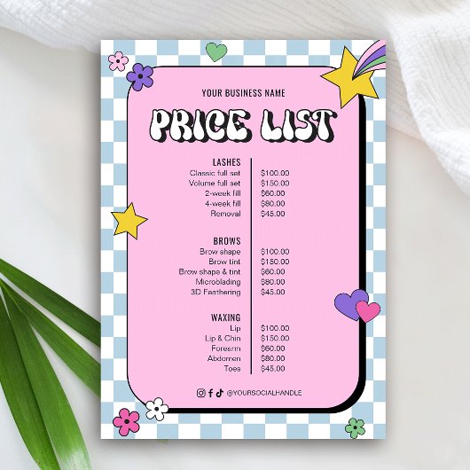 レトロガーリーGroovyピンク美しいサロン価格表