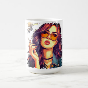 レトロガールとサングラス コーヒーマグカップ