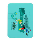 レトロガールの夜の柔軟な磁石 マグネット (縦)