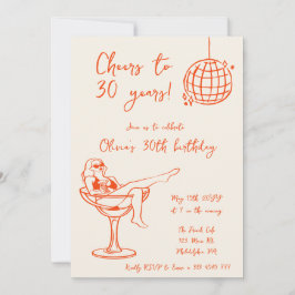 レトロガールインマールバースデーパーティーへの招待 招待状