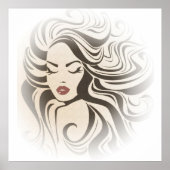 レトロガールウェーブヘアスタイリングブランディング ポスター (正面)