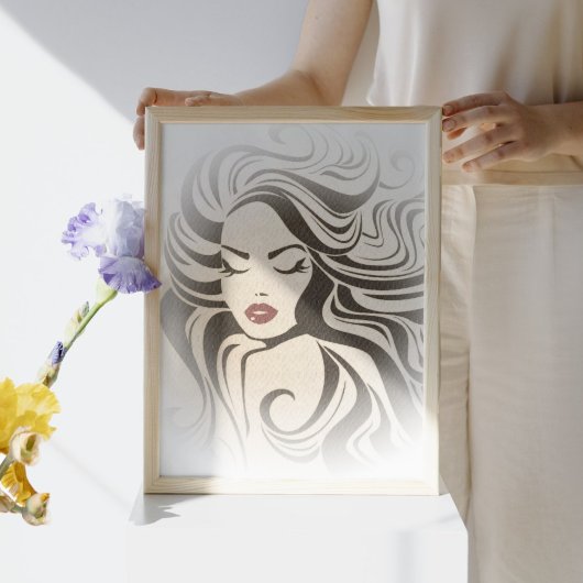 レトロガールウェーブヘアスタイリングブランディング ポスター