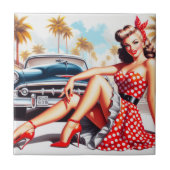 レトロガールクラシックのピンアップ タイル (正面)