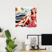 レトロガールクラシックのピンアップ ポスター (ホームオフィス)