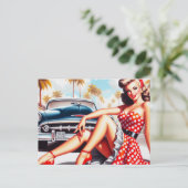 レトロガールクラシックのピンアップ ポストカード (スタンド正面)