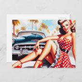 レトロガールクラシックのピンアップ ポストカード (正面/裏面)