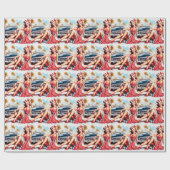 レトロガールクラシックのピンアップ ラッピングペーパー (フラット)