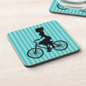 レトロガールサイクリストシルエット コースター (左側)