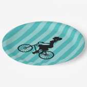 レトロガールサイクリストシルエット ペーパープレート (アングル)