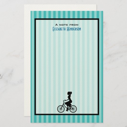 レトロガールサイクリストシルエット 便箋 (正面/裏面)