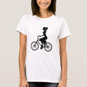 レトロガールサイクリストシルエット Tシャツ