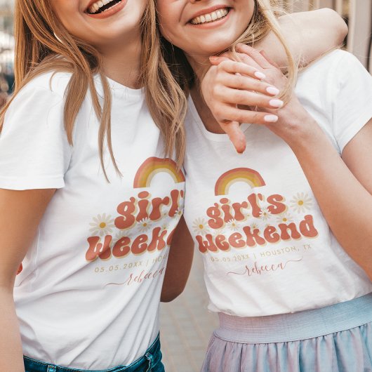 レトロガールズウィークエンドロケーション名バチェロレッテ Tシャツ