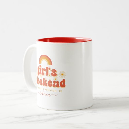 レトロガールズウィークエンド オーダーメイド名 バチェロレッテパーティー ツートーンマグカップ (正面左)