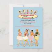 レトロガールズオーバーナイト荷物の逃避招待状 招待状 (正面)