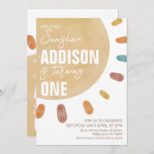 レトロガールズサンシャイン1st誕生日招待状 招待状 (正面/裏面)